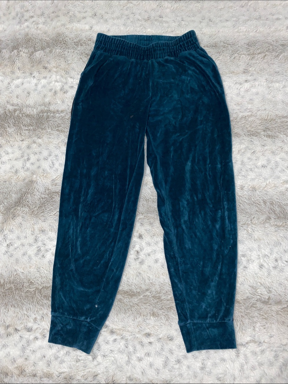 Kids Teal Velour Joggers with Elastic Waist